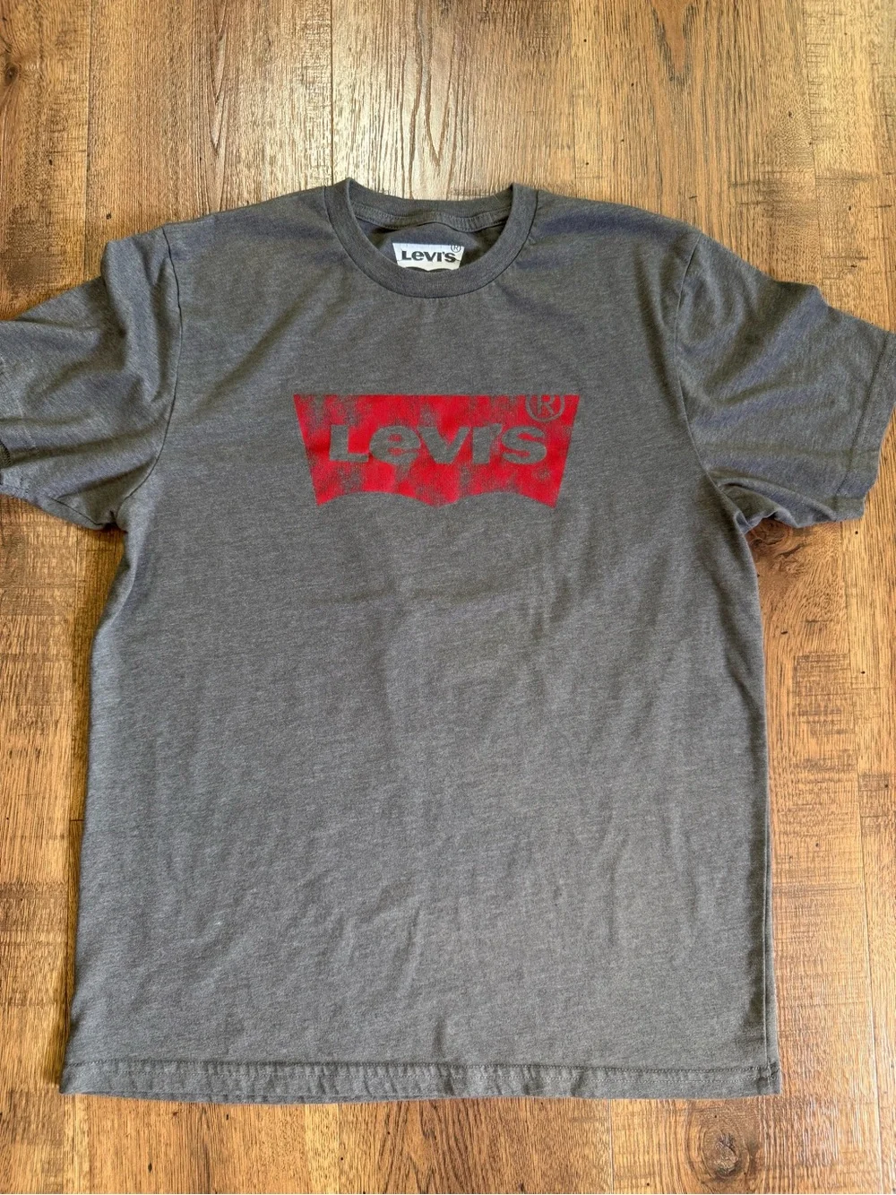 LEVI’S Housemark Men's Gray/Red Logo Graphic Crew Neck Short Sleeve T-Shirt M